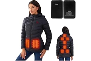 NBtoUS Womens Heated Jacket with 2PCS 10000mAh Power Bank,3 Heating Level
