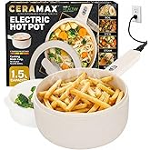 CERAMAX PRO 1.5L Electric Hot Pot with Lid &amp; Steamer | Adjustable Temp, Non Toxic Ceramic Cooker Skillet for Ramen, Eggs, Pasta for Dorms, Camping, RV - New Improved 2026 Model