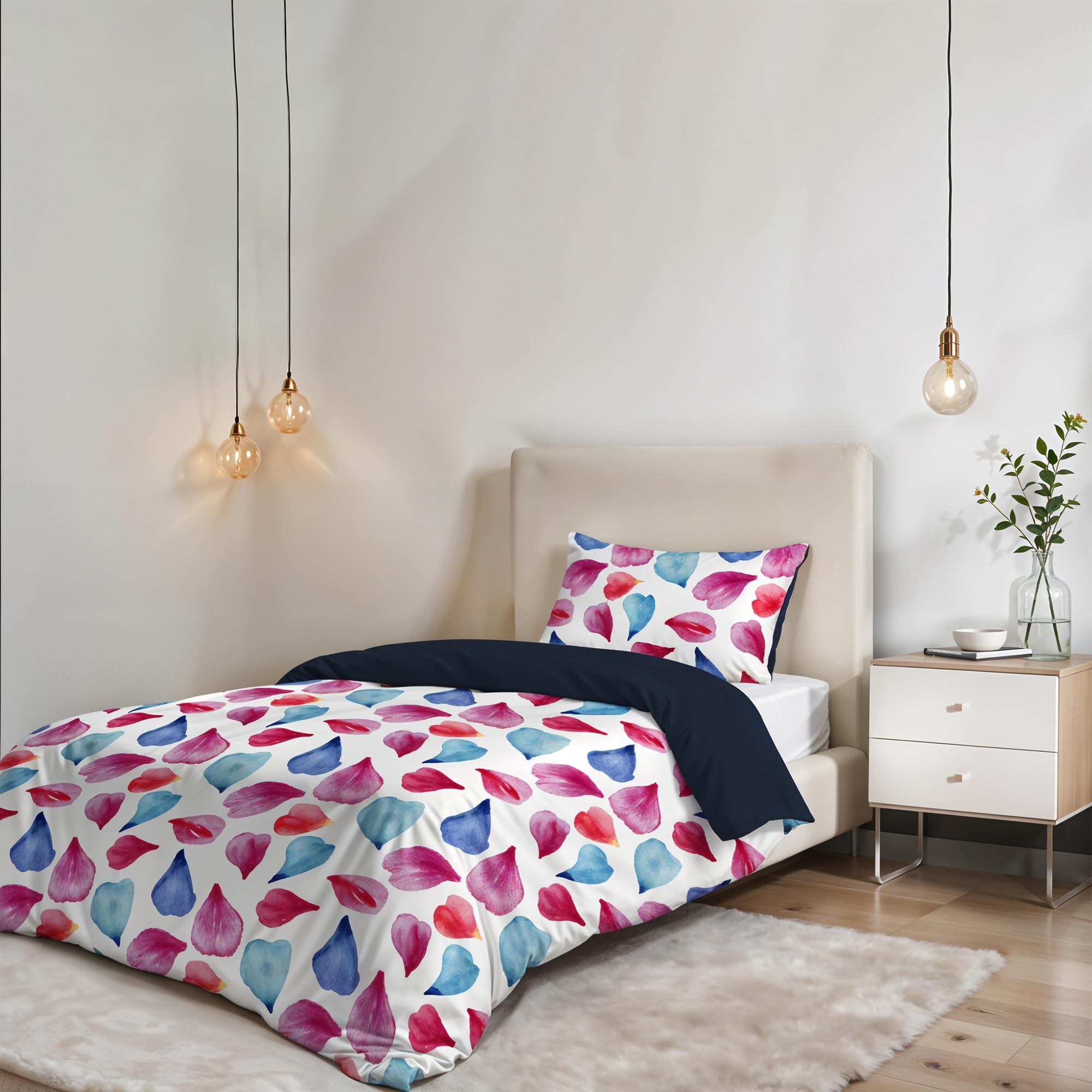 Italian Bed Linen Sogni e Capricci Fantasy Duvet Cover (Made in Italy), Microfiber, petali, small double