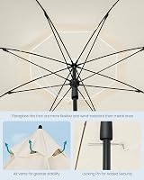 SONGMICS 1.8m Parasol Garden Umbrella UPF 50+ 30° Tilt Adjustable Beige view 6