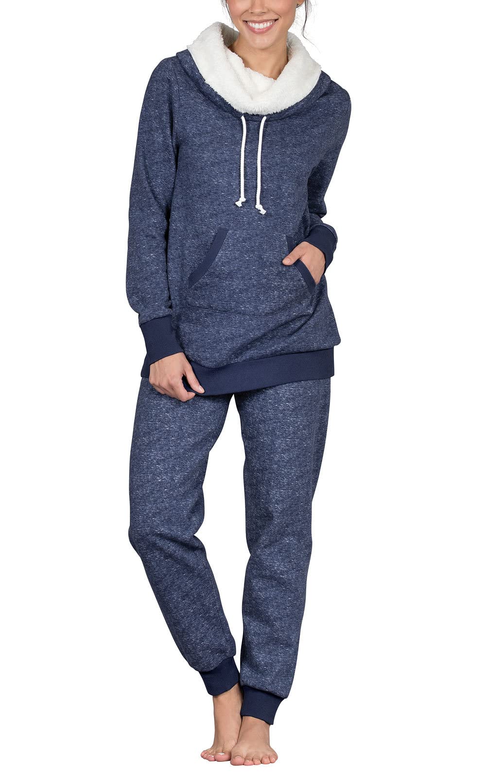 PajamaGram Tall Women's Pajamas - Womens Tall Pajamas, Shearling, Navy, MDT Image