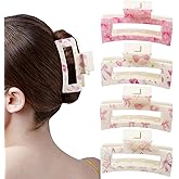 Venrodi 4 PCS Cute Bow Claw Clip for Women Rectangle Pink Hair Clips for Thick Thin Short Hair Preppy Gift for Girls
