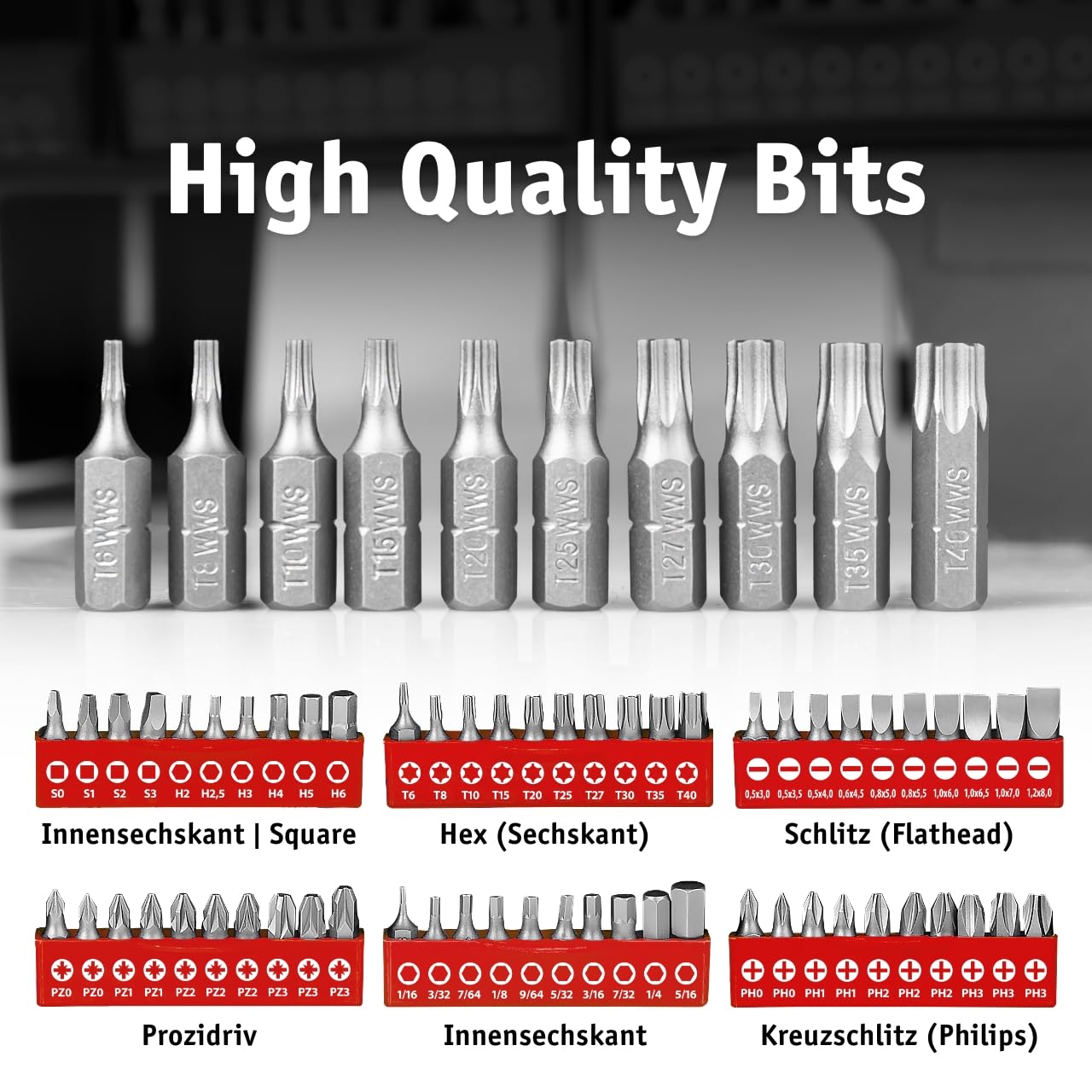 WALTER XXL Schraubendreher- & Bit-Set 100-teilig – Geschenk für Papa, Männer + Handwerker –inkl. Präzisions- & Winkelschraubendreher, Stecknüsse, Ratschen-Schrauber – Kreuzschlitz, Sechskant 3
