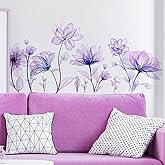 Purple Flower Wall Stickers for Girls Bedroom - Peel and Stick Removable Decals, DIY Self-Adhesive Children's Art for Nursery, Classroom, Playroom, Preschool, Living Room Home Decor