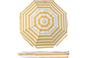 AMMSUN 6.5 Foot Heavy Duty Beach Umbrellas for Sand with tilt Sun Shelter, UV 50+ Protection Outdoor Sunshade Umbrella with Carry Bag for Patio Garden Beach Pool Backyard multicolor Yellow
