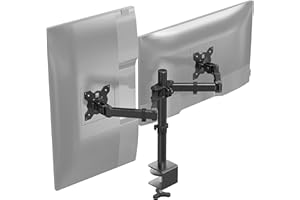 SHW Dual Arm Desk Monitor Moun with C-Clamp Installation for Two 13 to 27 '' Computer Screens, up to 17.6lbs Each Arm, VESA 7