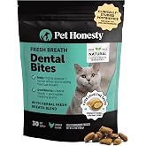 Pet Honesty Vet Approved Cat Teeth Cleaning Bites for Fresh Breath, 30 Day | Crunchy &amp; creamy cat dental treat alternative with kelp &amp; parsley, freshens breath and supports healthy teeth &amp; gums