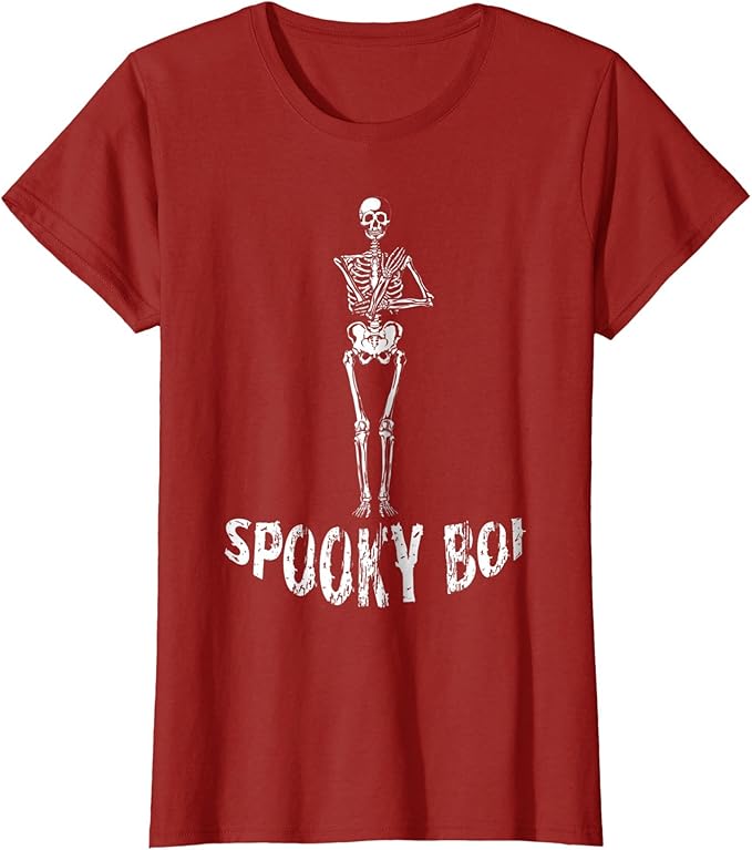 Spooky Boi TShirt Skeleton Retro Vintage Halloween Tee