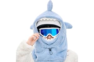 YONIZA Shark Ski Helmet Cover Cute Shark face Mask Winter Warm Outdoor Hooded Sports Windproof Style Hat Scarf 3 in1