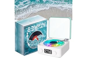 HAOYEGUOJI Waves Vinyl Bluetooth Speaker with Three Ambient Lights, Aqua Vinyl Speaker, The Waves Vinyl Player with Adjustable Light and Time for Bedroom, Office, Party, 360° Surround Sound