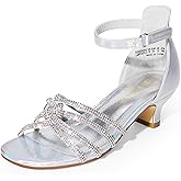 DREAM PAIRS Girls Dress Shoes Sandals Low Heels Ankle Strap Flower Wedding Party Shoes for Little Kid/Big Kid