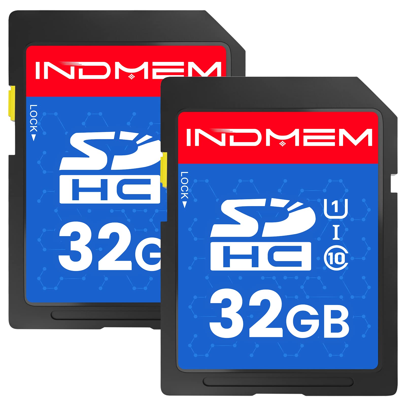 INDMEM SD Card 32GB (2 Pack) - SDHC Flash Memory