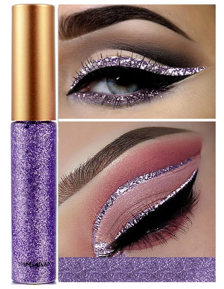 Glitter Liquid Eyeliner, OCHILIMA Long Lasting Waterproof Shimmer High Pigmented Silver Gold Metallic Colorful Eyeliners Glitter Makeup for Women