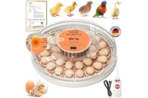 VCNFPRO Upgrade Pro30 Egg Incubator【Germany Smart Temperature Humidity Chip】【Top Material】Built-In Egg Candler, Automatic Turning,Air Vent, 360° Clear View, Incubators for Hatching Chicken Duck Goose Bird Egg
