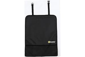 TIKE SMART Luxury Clean-Edge Kick Mat w/Mesh Pocket - Seat Back Protector and Seat Cover with Invisible Strap and Stiff Edging - Black (1 Mat)