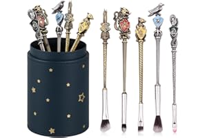 LENDOO 5 Pcs Potter Makeup Brushes Set with Brushes Holder, Wi-zard Wand Makeup Brushes Set,Harry Gifts for Women Girls