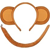 Chanaco Monkey Ears Headband and Tail Set Monkey Costume Women Adult Halloween Animal Costumes Cosplay Accessories Dress Up Party Decorations Gifts