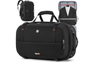 Tolaccea Large Convertible Garment Duffel Bag, Suit Carry On Backpack, TSA Flight Approved for Wrinkle-Free Travel with Dual Laptop Storage for 17.3" and 12.9" & Extra Toiletry Bag, 45-55L Expandable