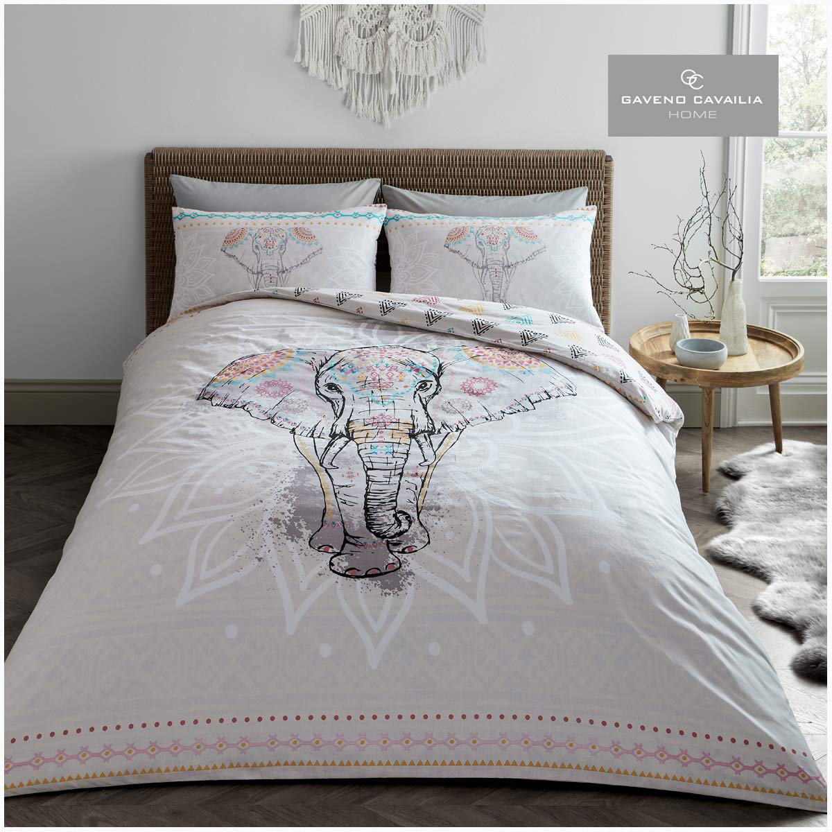 GC GAVENO CAVAILIA Easy Care Ebony Duvet Cover, Reversible Cosy Quilt Bedding Set, Luxury Quality, Natural, Single size, Polycotton