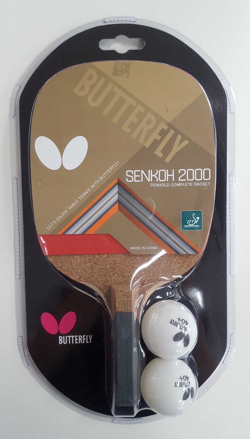 Butterfly Senkoh 2000 Penhold Table Tennis Racket with Rubber and Black