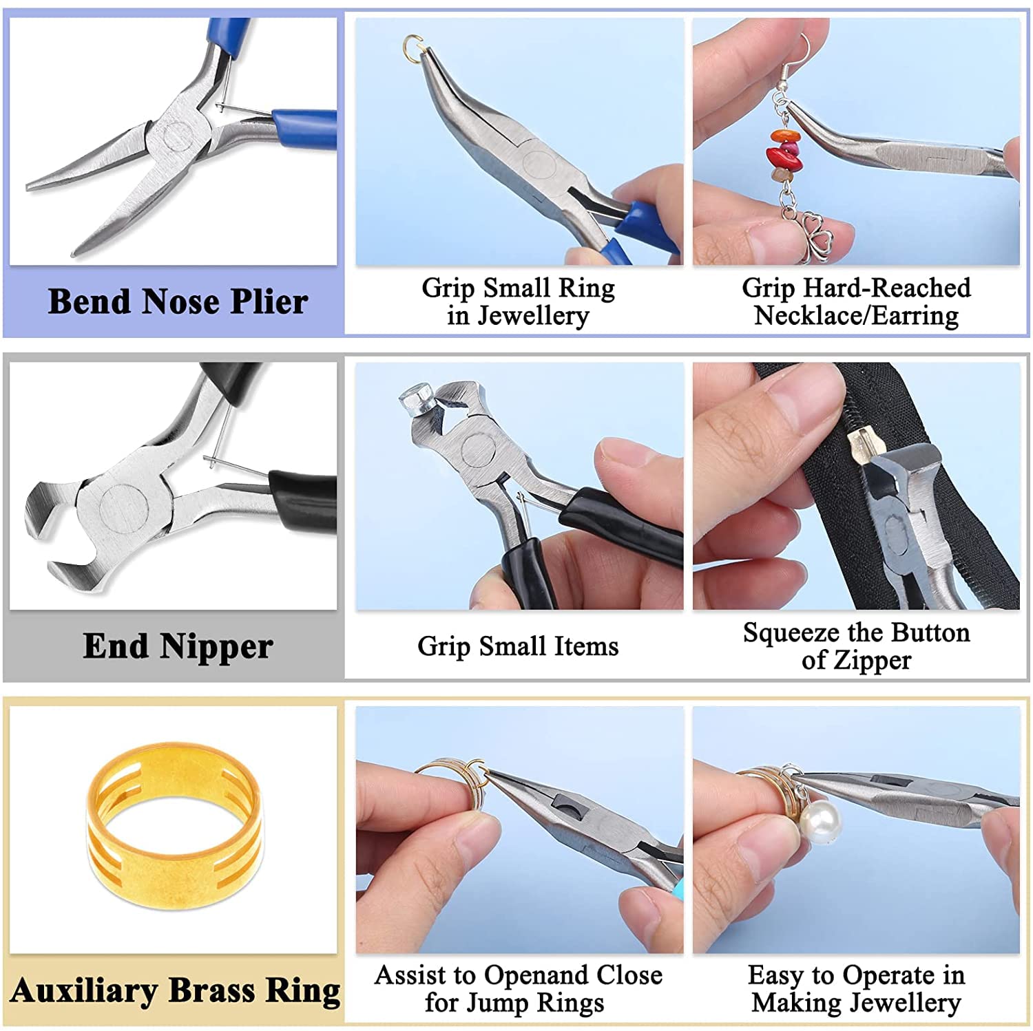 5 Packs Jewelry Pliers Set, Making Tools With Needle/Round/Chain/Bent/Zipper Pliers, Supplies Repair/Cut Kits for Crafting