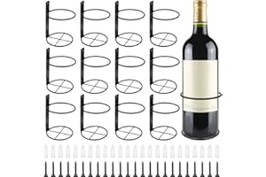 Yimerlen 12 Pcs Spiral Wine Wall Holder, Wall Mounted Wine Rack, Metal Wine Bottle Display Holder for Wine Storage Wall Wine Theme Decor, Black (Upward Style)