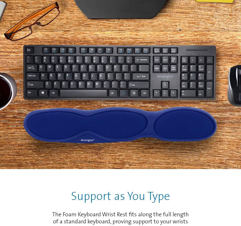Kensington Ergonomic Comfort Foam Keyboard Wrist Rest with Wrist Support Pad - 458 x 36 x 85 mm - Blue (64270) - Image 3