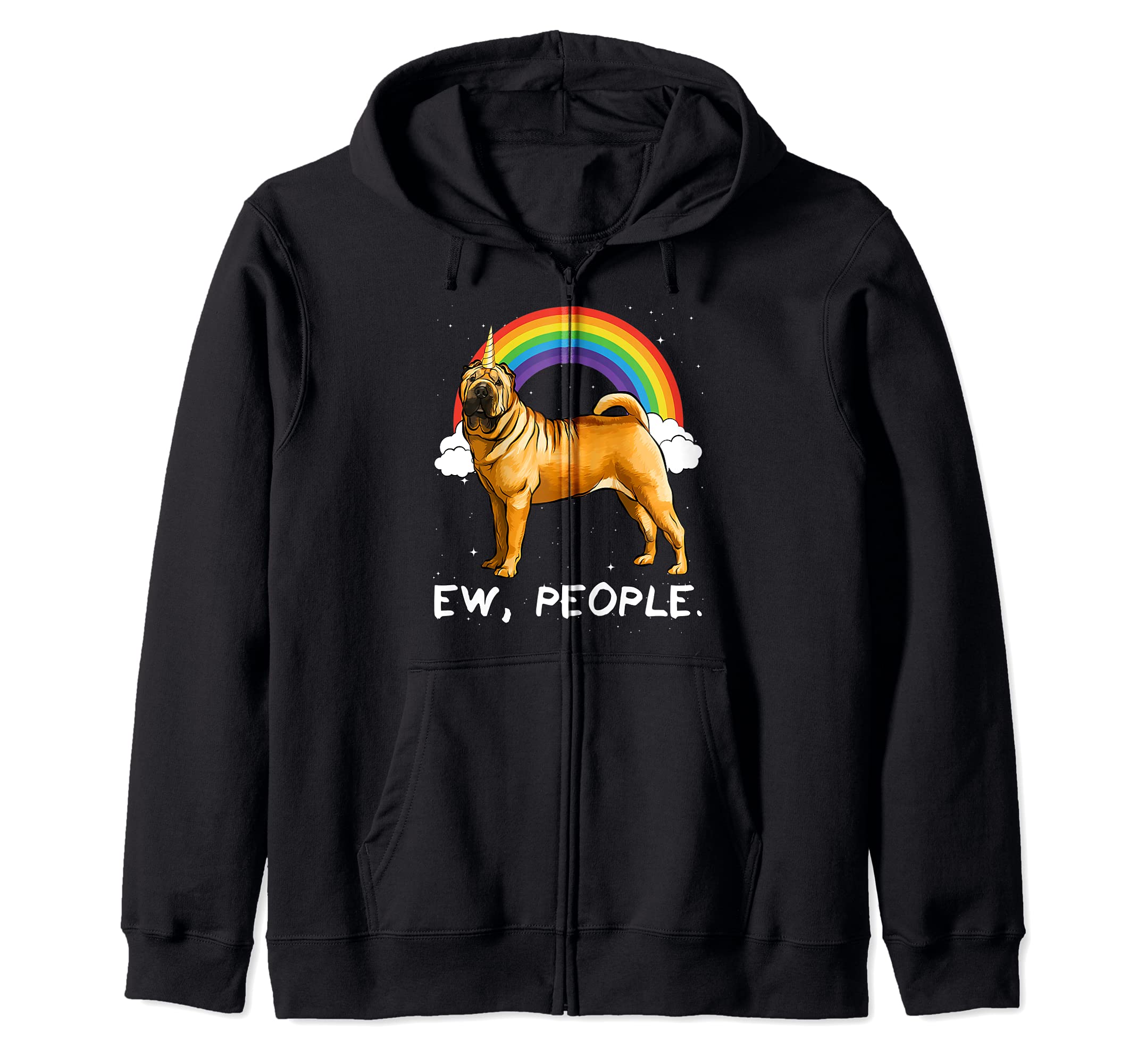 Rainbow Chinese Shar-Pei Ew People Unicorn Dog Zip Hoodie