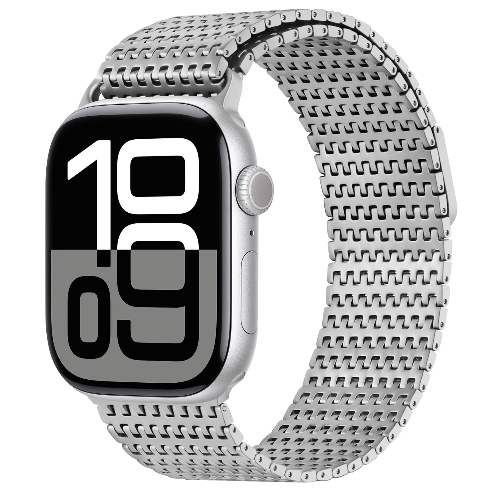 Anlinser Compatible with Apple Watch Strap 42mm 41mm 40mm 38mm, Magnetic Straps Stainless Steel Metal Band Designed for Apple Watch Series 11 10 9 8 7 6 5 4 3 SE, Silver