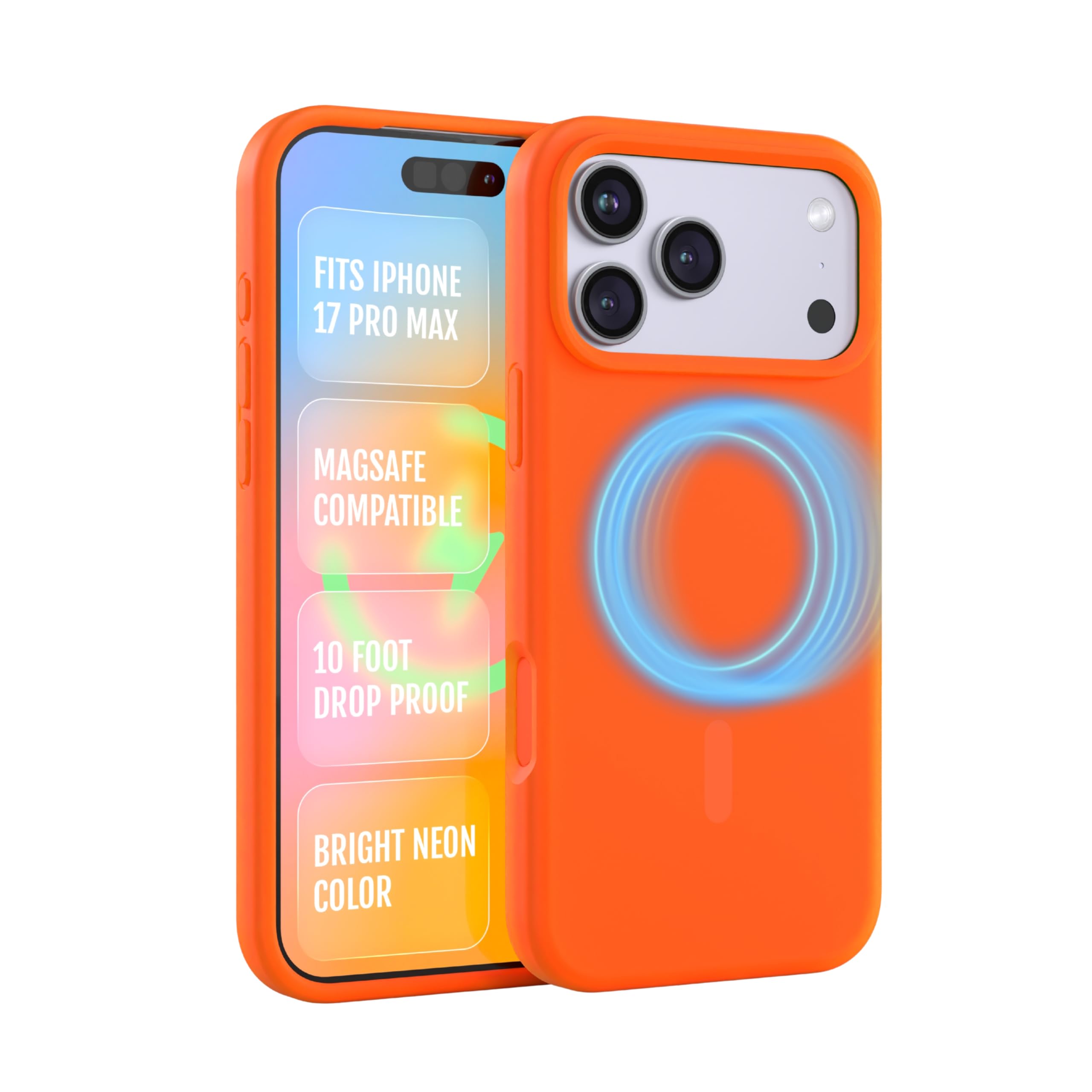 FELONY CASE for iPhone 17 Pro Max with MagSafe - Neon Orange Soft-Touch Liquid Silicone Case, Lightweight Magnetic Protective Cover, 360° Shockproof, Anti-Scratch Compatible with MagSafe Accessories