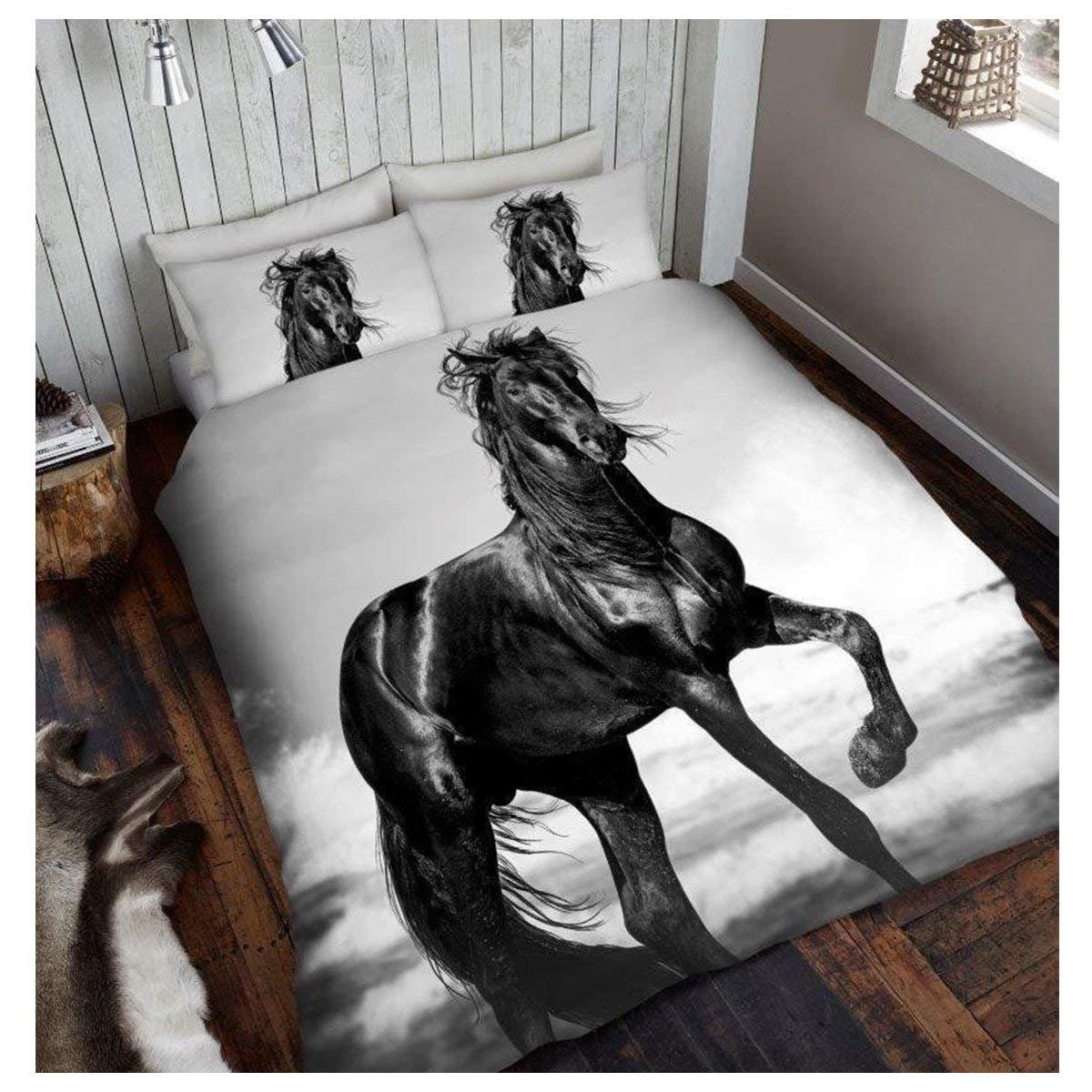 GC GAVENO CAVAILIA Wildlife Duvet Cover, 3D Animal Bedding Set, 3D Horse, Double, 658931