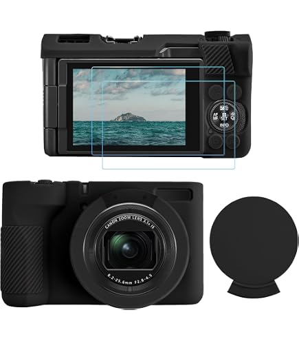 Custodia Fotocamera Canon G7X Mark II/G7X2 2 pellicole Schermo Cover In Silicone | UK