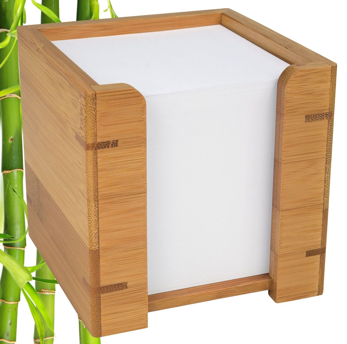 Wedo 61707 Zettelbox bamboo, including 900 sheets of paper 9 x 9 cm, in a gift box, brown — image 1