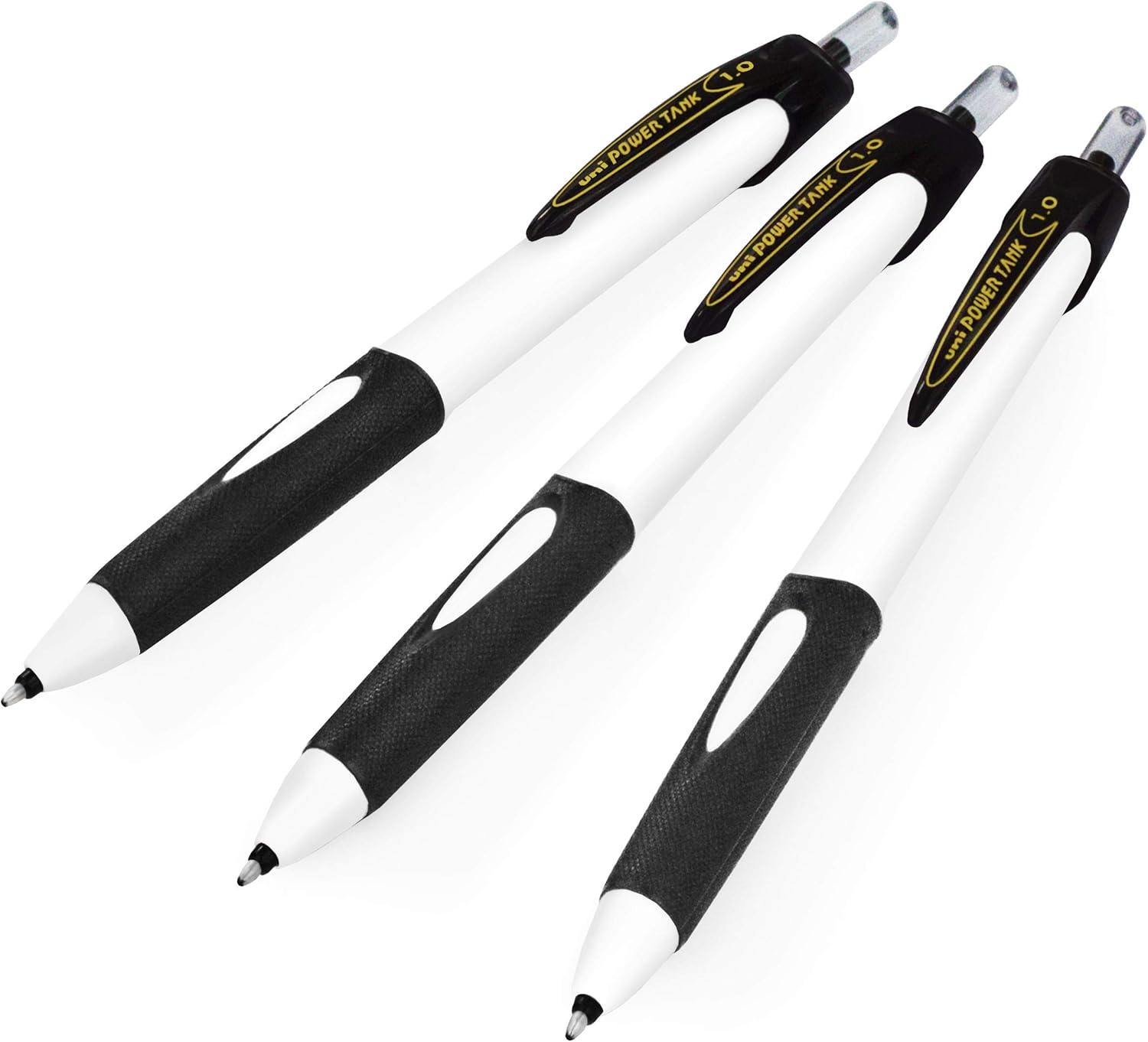uni-ball SN-220 Power Tank Retractable Ballpoint Pen - 1.0mm - White Barrel - Black Ink - Pack of 3, 3 count (Pack of 1)