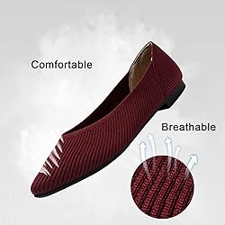 TINGRISE Women's Flats Shoes Pointed Toe Knit