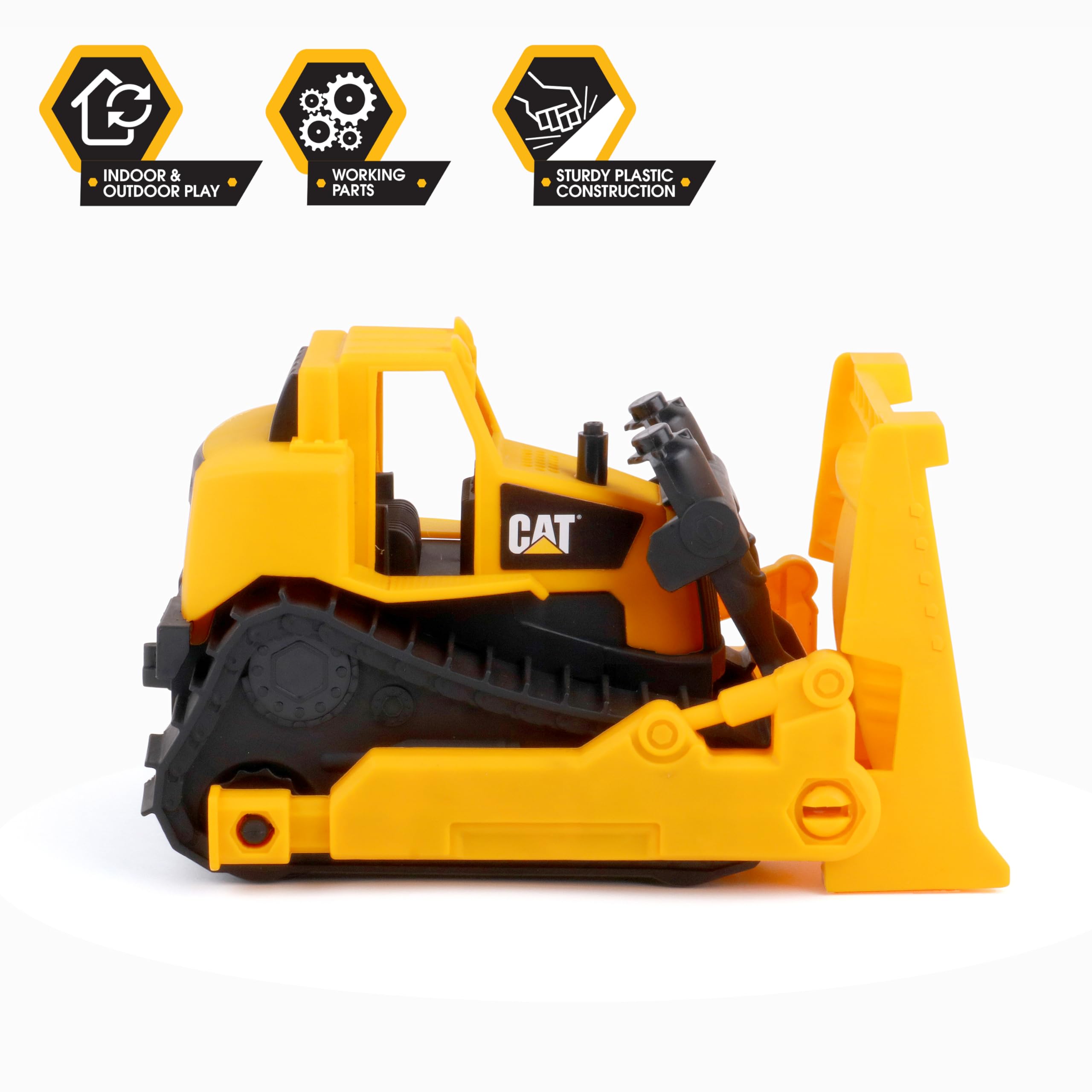 Cat Construction Fleet 10” Bulldozer Toy – Heavy‑Duty Plastic, Working Blade & Free‑Rolling Wheels, Indoor/Outdoor Sandbox Vehicle for Toddlers & Kids Ages 2 +