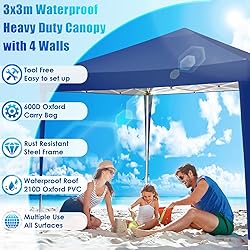 TOOLUCK 10x10 Pop Up Canopy Tent with 4 Sidewalls