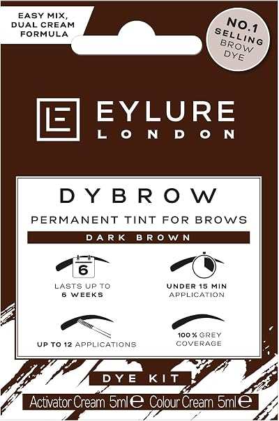 Eylure DYBROW Eyebrow Dye Kit Dark Brown - Permanent Color Up to 6 Weeks