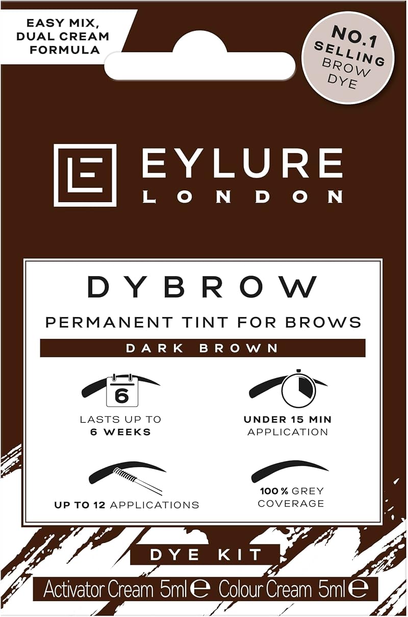 Eylure DYBROW Eyebrow Dye Kit Dark Brown - Permanent Color Up to 6 Weeks