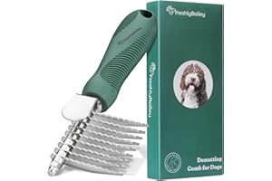 Dematting Comb for Dogs - Dematting Tool for Grooming Dog Matting - Serrated Matted Hair Removal Brush - Easily Remove Knots, Mats, and Tangles - Designed for Wavy & Curly Coats - Freshly Bailey