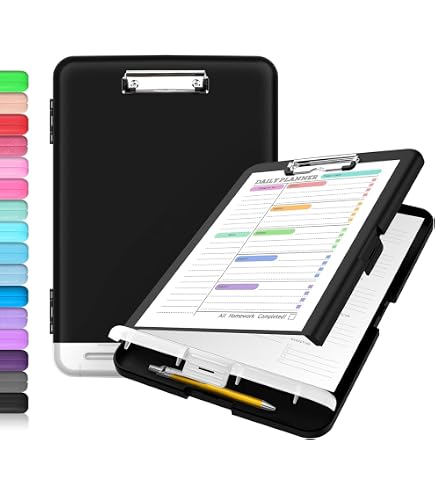 FRETONBA A4 Foldable Clipboard Folder - Double Metal Clips, 360° Fold, Pen Holder, Red