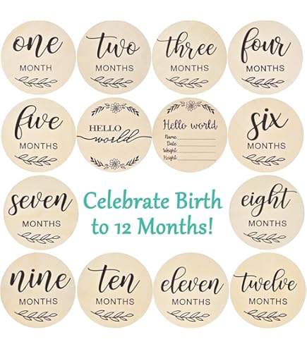 Levemolo Baby Birth Milestone Sign - 15cm Round Wooden Announcement Board For Newborn Photos