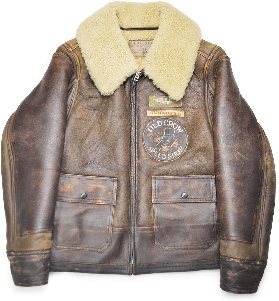 Amazon OLD CROW OLD B JACKET (VINTAGE FINISH) オールドクロウ スピードショップ シープスキン ムートンジャケット ヴィンテージフィニッシュ