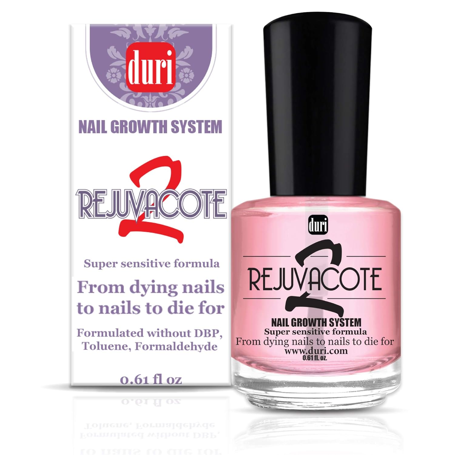 duri Rejuvacote 2 Nail Growth System, Super sensitive formula, Base and Top Coat, 0.61 fl.oz. : Beauty