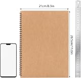 Yafe 5 Packs A4 Spiral Notebook 60 Sheets 120 Pages Kraft Cover Wirebound view 2