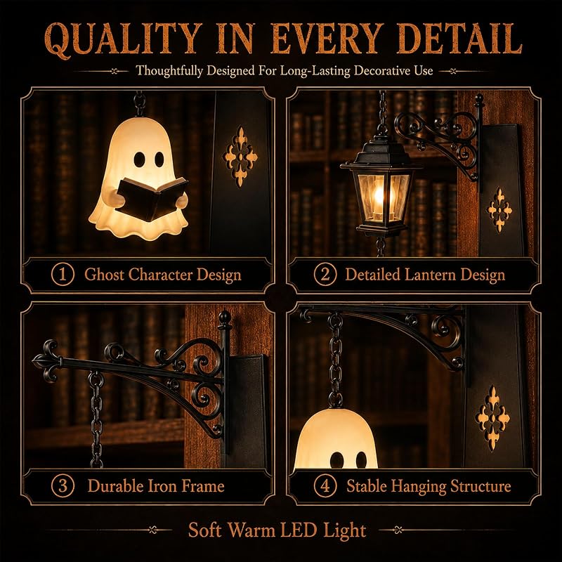2 pièces Lampe Halloween, Lampes de Livres pour étagère
