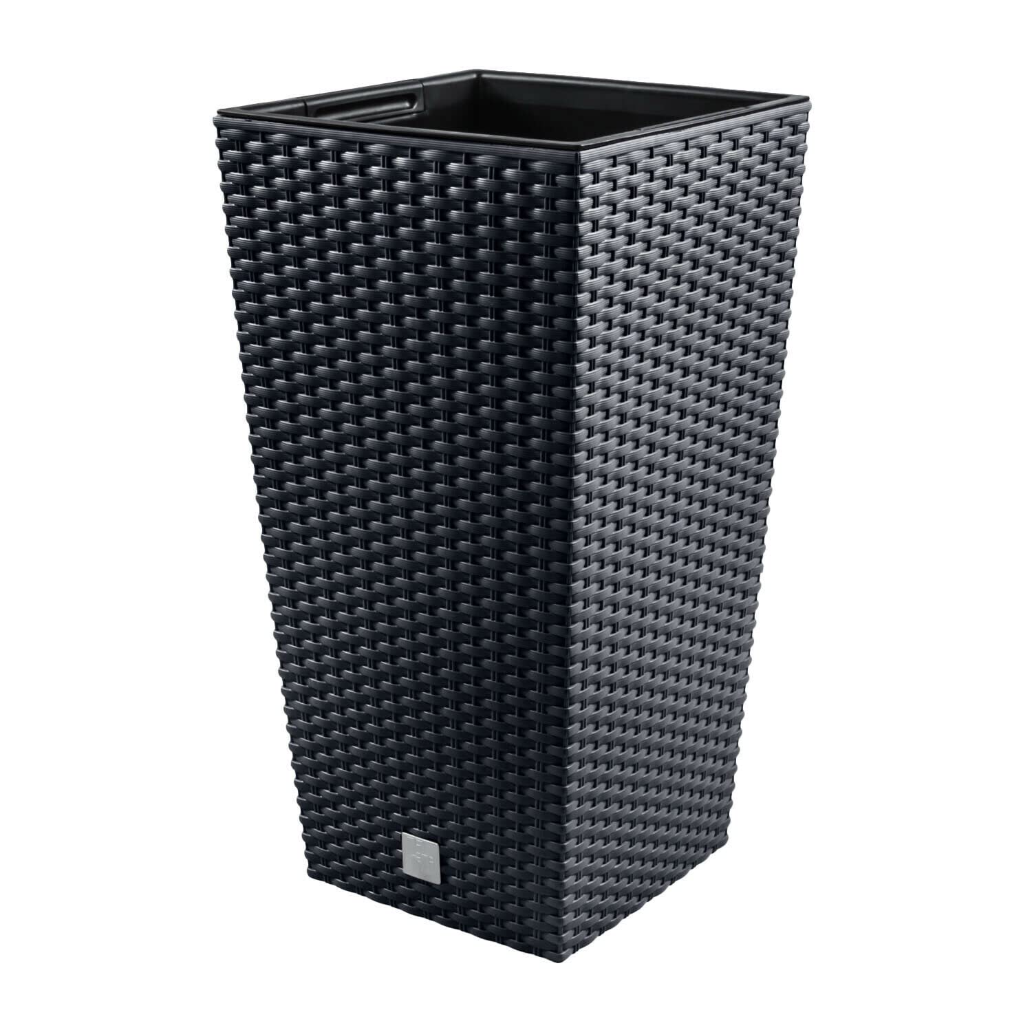 Prosperplast ZA1152 Rato Square Tall Planter 19 L Plastic with Reservoir Anthracite 45 (H) x 24 (W) x 24 (D) cm