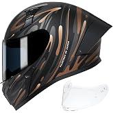 CYRIL Full Face Motorcycle Helmet DOT Approved for Adults, Street Racing | Swappable clear and tinted visors, lightweight 3.36 lbs build, 5-point ventilation, storage bag and washable lining