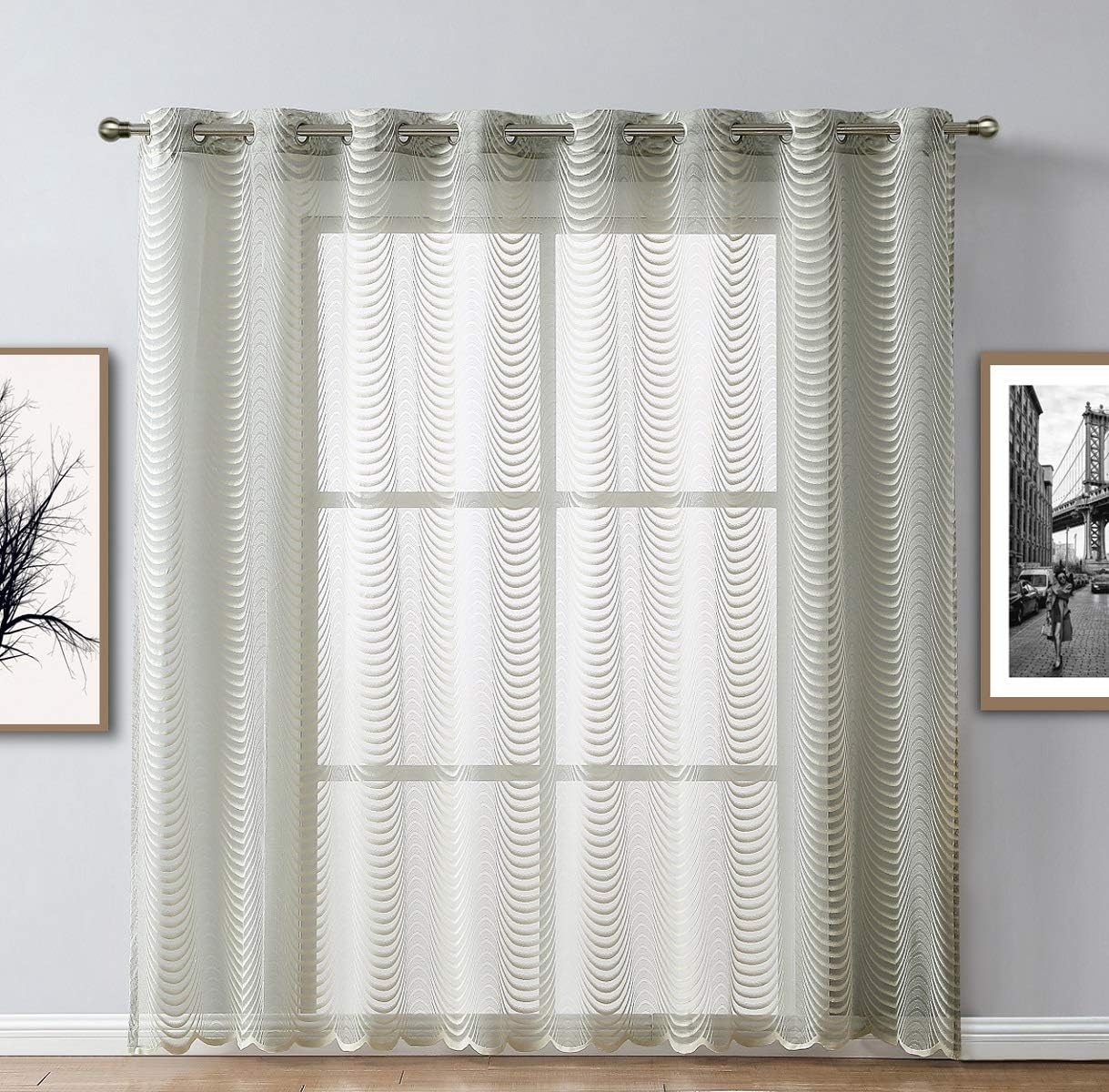 Outdoor Curtains - Warm Home Designs 1 Gold Beige Color Extra Wide 102 x 84 Inch Long Sheer Patio Door Size Grommet Curtain Panel. Cover Sliding Glass Doors, Extra Large Windows or Open Spaces. WA Beige Patio 84