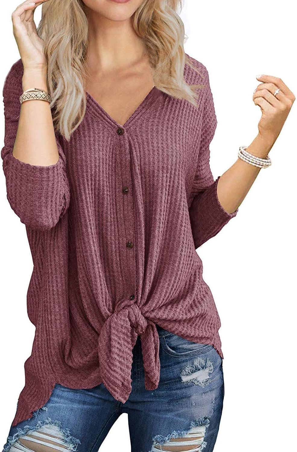 I2CRAZY Women's Casual Twist Knot Tunics Tops Blouses Tshirts